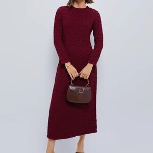 Tuckernuck Hyacinth House Maroon Textured Madison Midi Dress